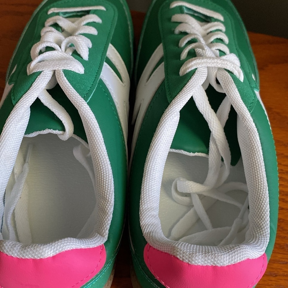 Women's Green and Pink Shoes size 11 1/2 with White Accents - Picture 5 of 6